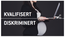 Gravid kvinne med teksten kvalifisert eller diskriminert